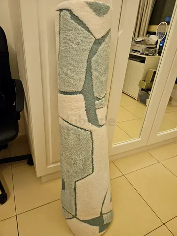 Used 120x170 cm Printed Flannel Area Rug - Grey/Green Pattern