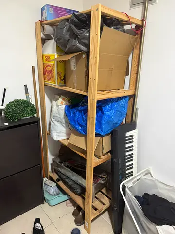 IKEA HEJNE Solid Pine Shelving Unit 5 Shelves, Storage Garage Pantry Moving Out Sale