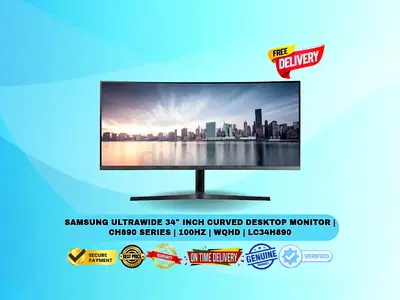 Samsung Ultrawide 34″ Inch Curved Desktop Monitor | CH890 Series | 100Hz | WQHD | LC34H890