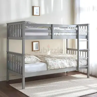 Solid Wood Grey Bunk Bed - Good Condition