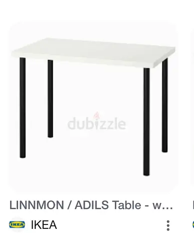 Simple white dining/office table (IKEA LINNMON/ADILS style) - 100x60cm