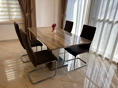 Modern grey cantilever dining Table and Chair
