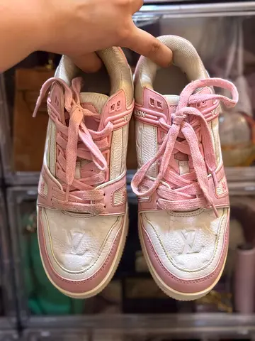 Pre-owned Louis Vuitton Pink & White Low-Top Sneakers - Size Unknown