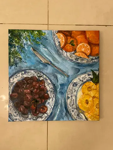 Hand crafted, Painting of Fruit on chinese plates