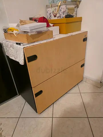 Compact wooden storage cabinet / cupboard - with key and lock