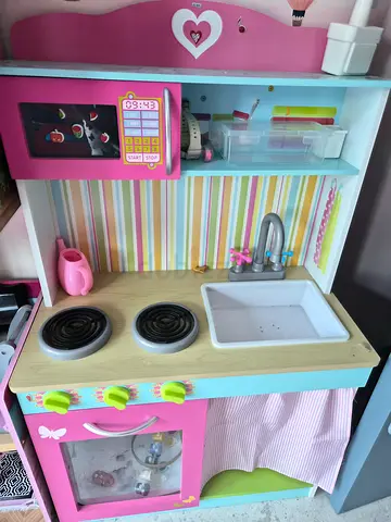 Wooden Play Kitchen Set with Oven, Sink and Accessories - excellent Condition