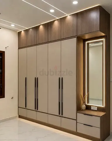 Modern built-in wardrobe with vanity and LED lighting - excellent condition