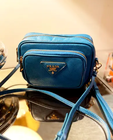 Prada 1H1862 Saffiano Lux Cobalto Blue Leather Crossbody Shoulder Bag