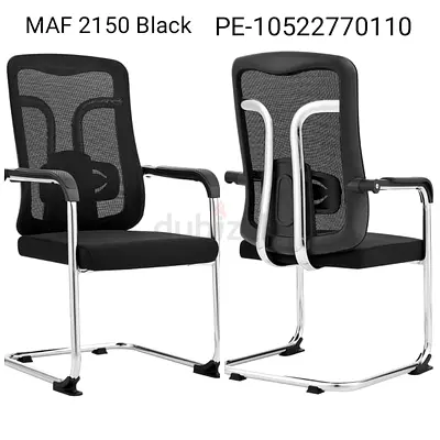 Set of 2 Black Mesh Visitor/Conference Chairs with Chrome Frame