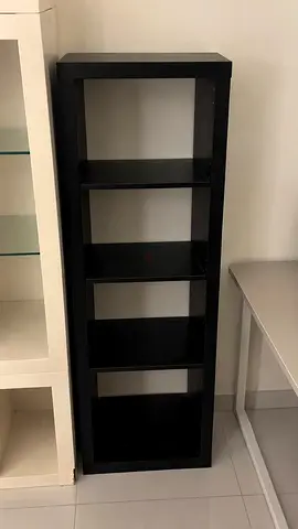 Tall black 5-shelf bookcase / display unit - compact