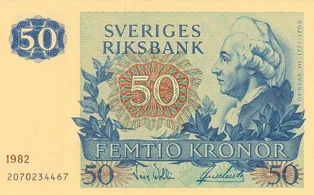 SWEDEN 50 KRONOR BANKNOTE 1982