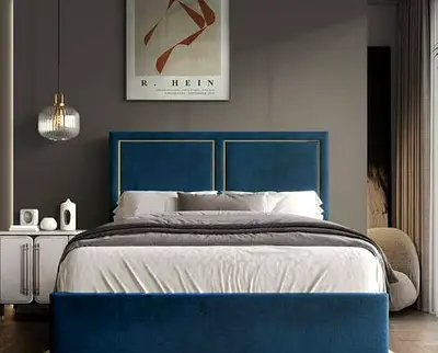 New Upholstered Queen Bed with Padded Headboard storage bed— Modern Design queen size bed
