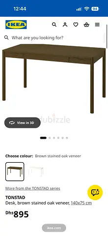 IKEA TONSTAD Brown Stained Oak Veneer Desk (140x75 cm)