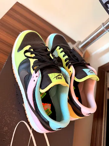 Nike Dunk Low pastel multi-color sneakers, size 43