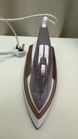 Steam Iron in Good Working Condition, White/Brown