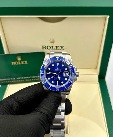 Rolex Submariner Date "Smurf" crafted in white gold with a bright blue dial