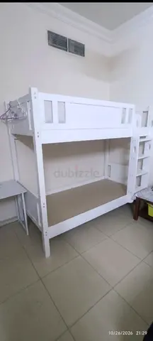 White Wooden Bunk Bed Solid Wood with Mattress