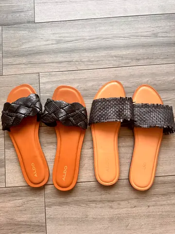 Two pairs of ALDO women's woven slide sandals, size 41