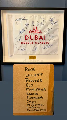 Framed Omega Dubai Desert Classic 2021 Signed Golf Flag — Signed by Pro Players