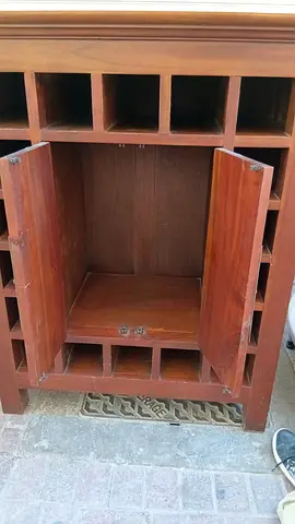 Solid Wood Wine Rack Cabinet with Storage Compartments