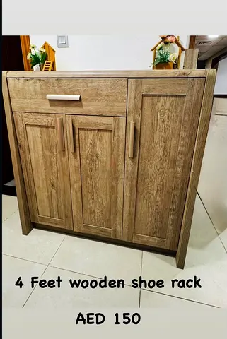 Wooden 4ft Shoe Rack / Hall Console with Drawer - Good Condition
