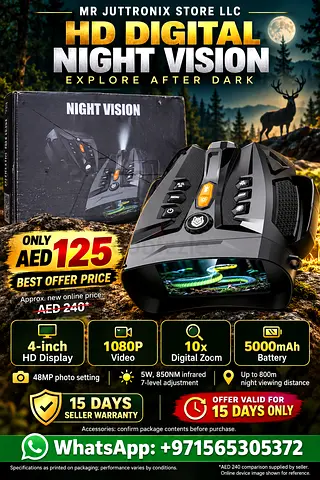 HD Digital Night Vision Scope with 1080p, 10x Zoom and 5000mAh Battery - New
