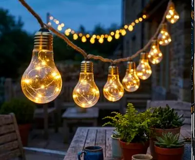 Outdoor Decorative LED Bulb String Lights (Warm White) — 17.Bulbs