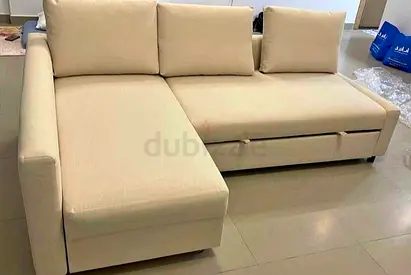 IKEA L shap Sofa store cum bed beige color