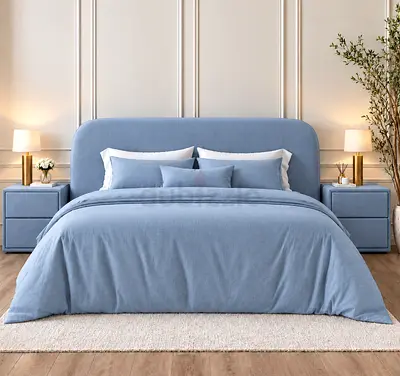 New Modern Upholstered King Bed with Curved Headboard storage bed luxury design king size bed