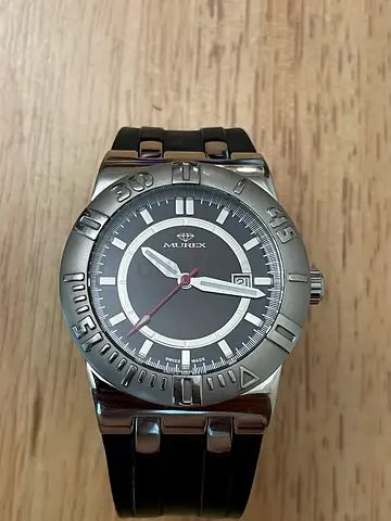Men's Stainless Steel Sport Watch with Black Rubber Strap