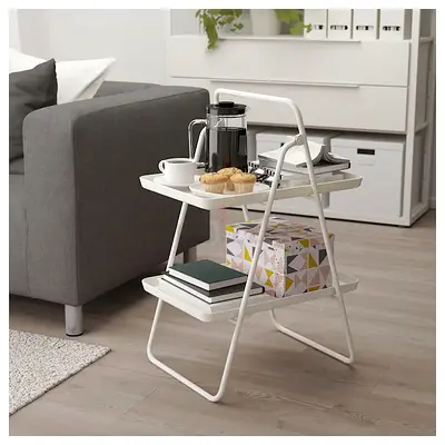 White IKEA VIGGJA Folding Tray Stand / Side Table – Perfect Condition (Negotiable)