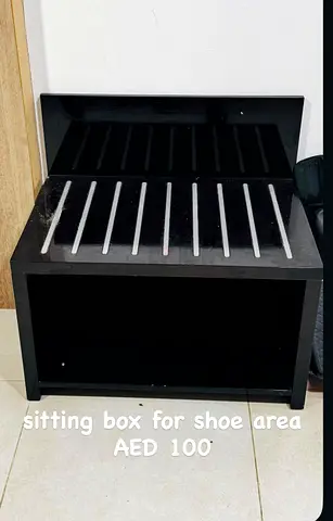 Black Wooden Shoe Bench with Storage - Good Condition