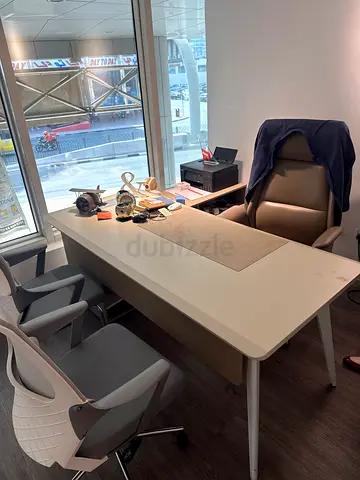 White office furniture with ergonomic chairs and 2 sofas - good condition