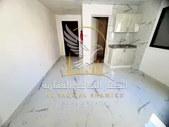 Studio for rent in Al Majara, Sharjah. The unit features a spacious layout, modern finishes, split a