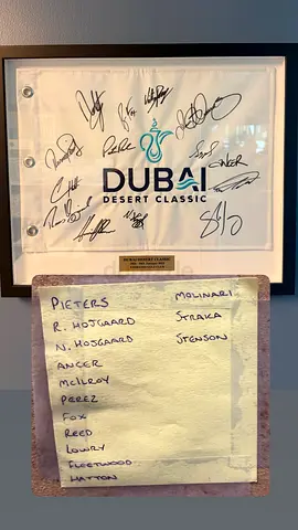 Framed Dubai Desert Classic 2023 Signed Golf Flag with Player List