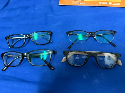 Eyeglasses and empty eyeglasses boxes