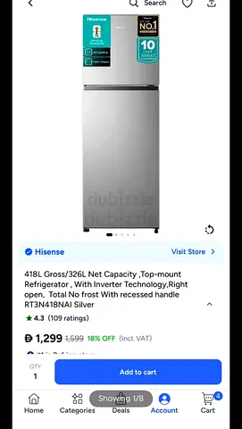 418L/ 326L Net Hisense No Frost Refrigerator RT3N418NAI Silver