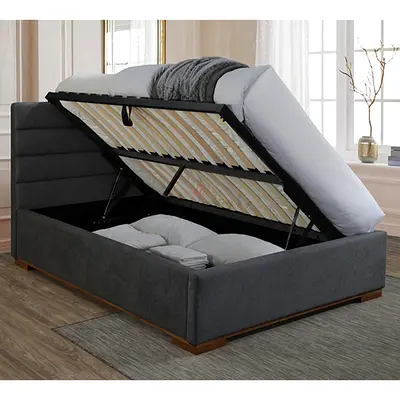 Sleek line headboard side lift storage twin bed