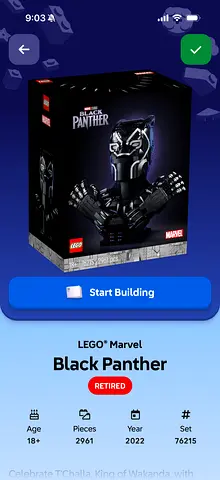 LEGO Marvel Black Panther Collectible Bust (Retired) - 2961 Pieces