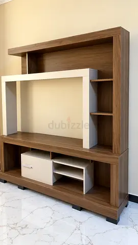 Wooden Entertainment TV Unit with Shelves and Drawers - Good Condition