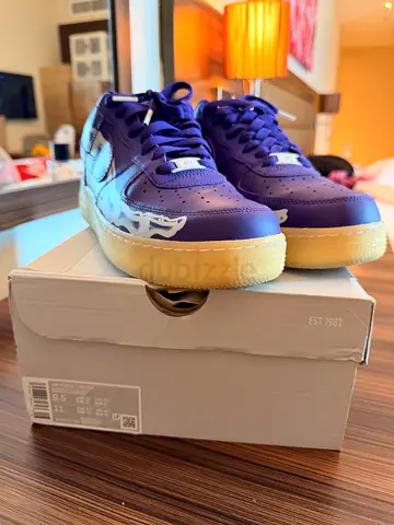 Purple Nike Air Force 1 Low with translucent sole, lightly used