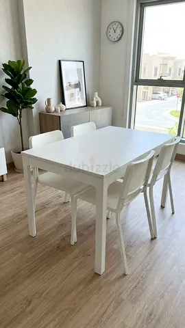 White IKEA Dining Set – 4 Chairs**

Beautiful IKEA white dining table with four chairs. Used for ju
