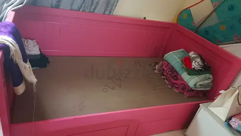 Pink Wooden Kids Daybed / Single Bed - Good Condition