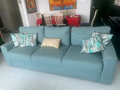 Comfortable 3-Seater Sofa cum bed in Light Teal — Good Condition