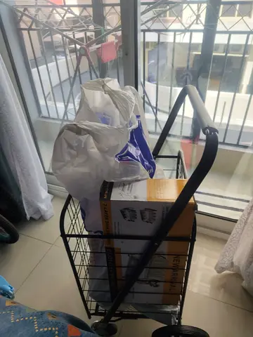 Foldable Metal Shopping Trolley with Wheels - Good Condition