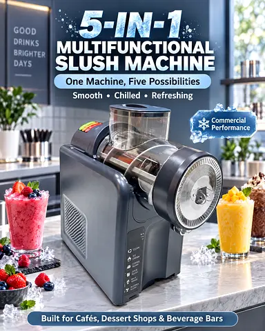 5-in-1 Commercial Slush & Smoothie Machine — Multifunctional Beverage Maker