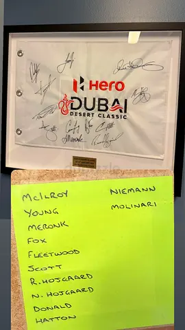 Framed Signed Hero Dubai Desert Classic 2024 Flag — Golfers Autographs