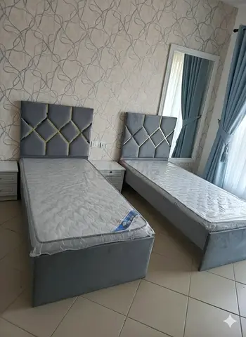 Brand new design fabric single bed gray clr