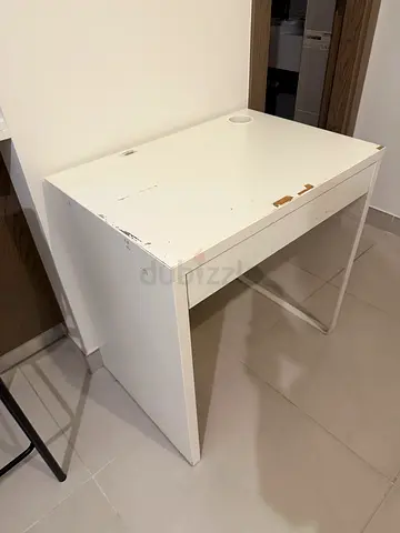 White Study/Computer Desk - Used, Good for Home Office
