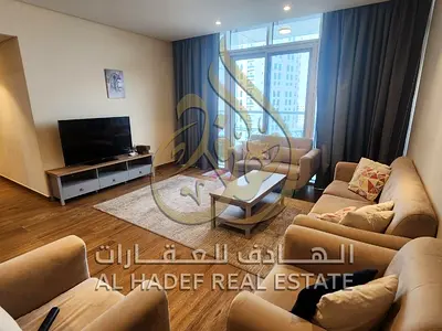 Two master bedrooms / large living room / hotel-style furnishings / swimming pool, gym, and parking / located near the Dubai exit / Al Taawun / Sharja